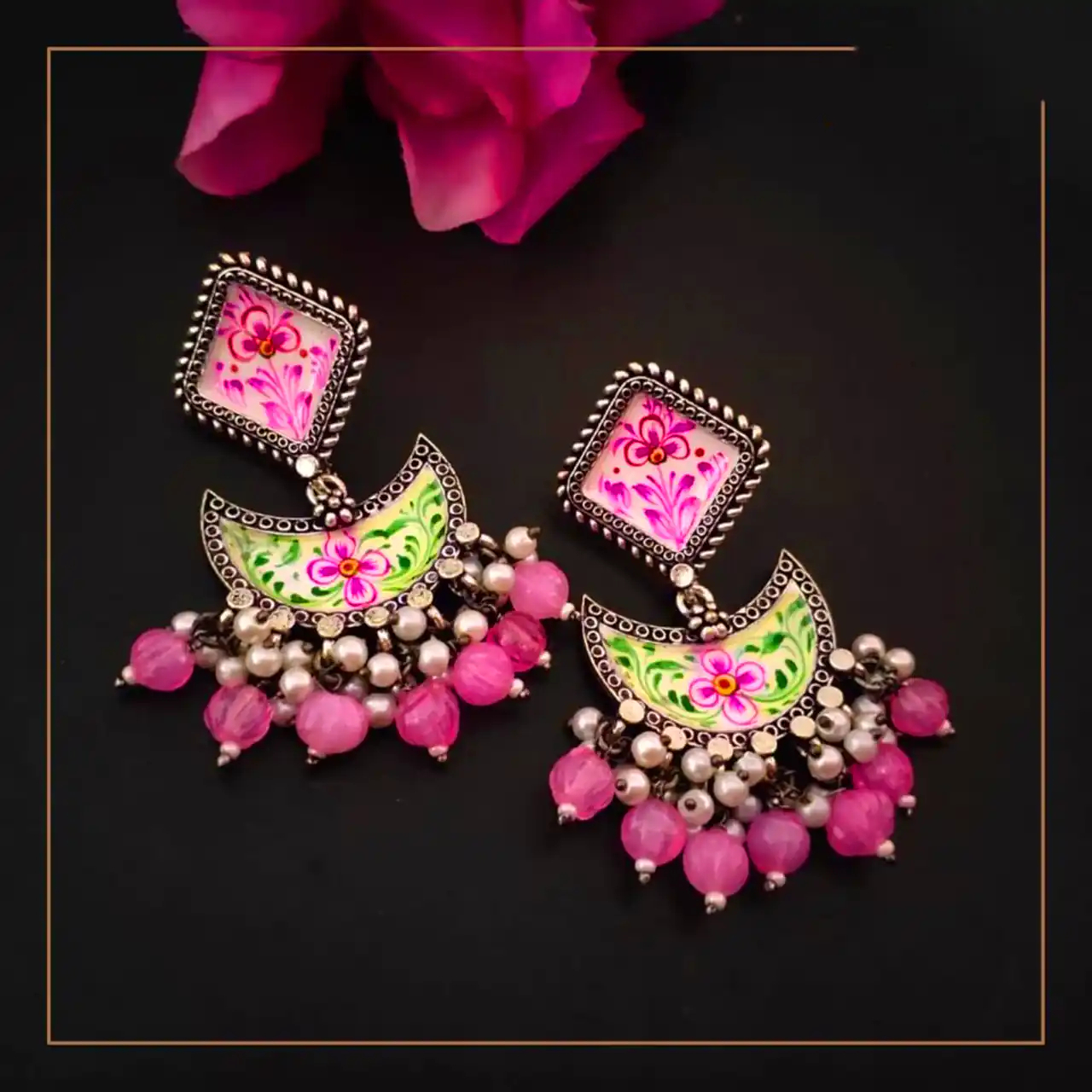 گوشواره هندی صورتی