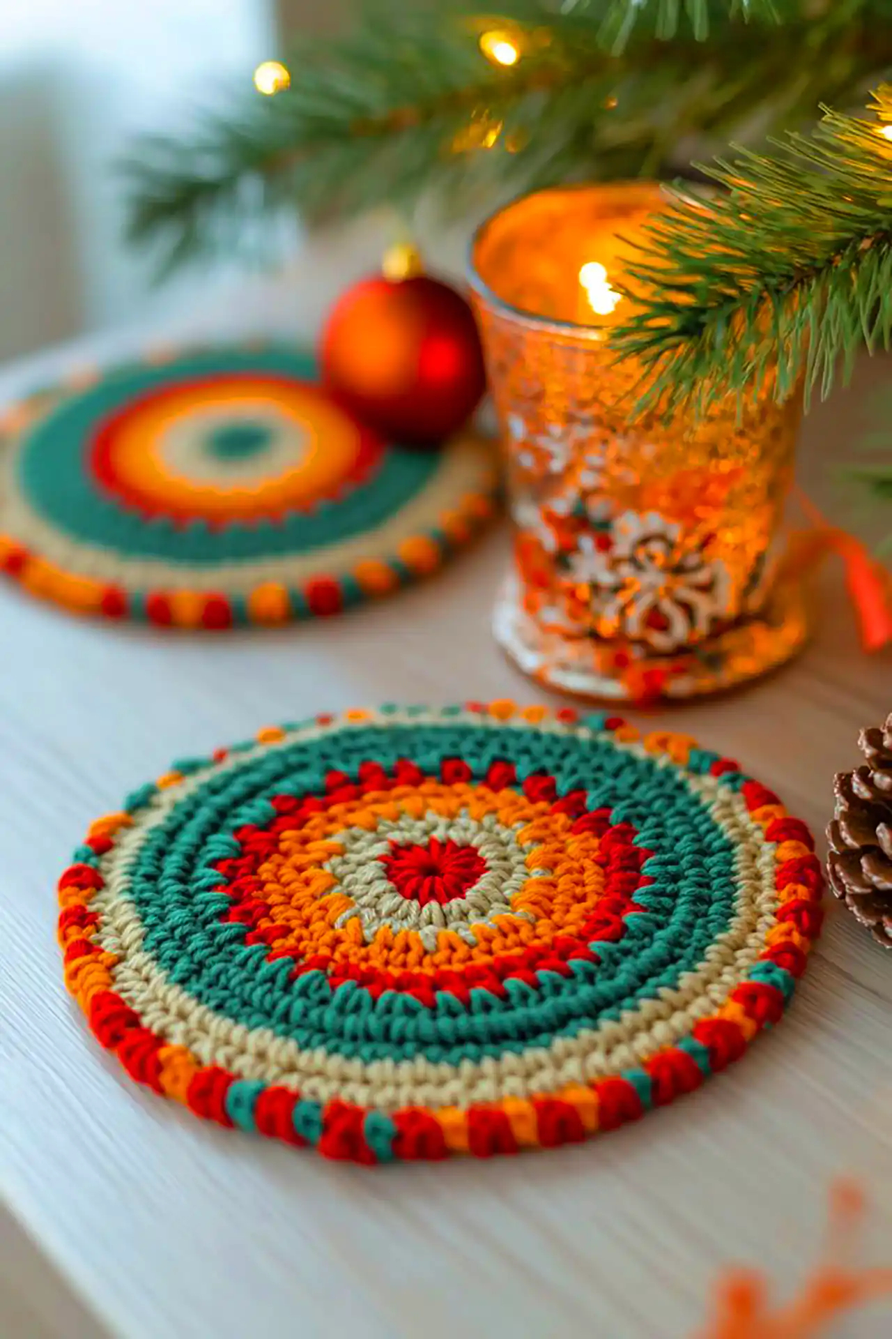 زیرلیوانی بافتنی فانتزی