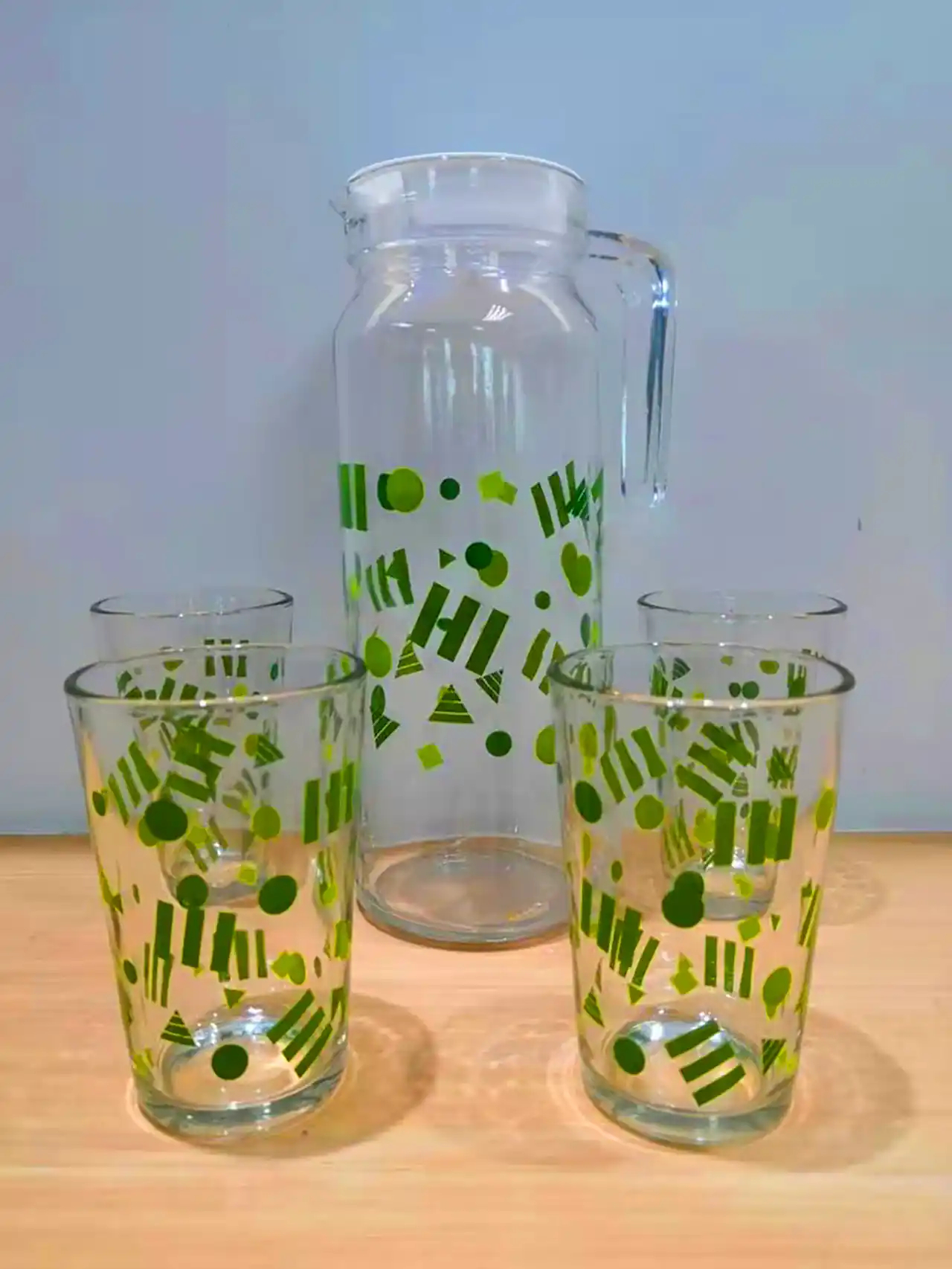 ست پارچ و لیوان فانتزی شیشه ای