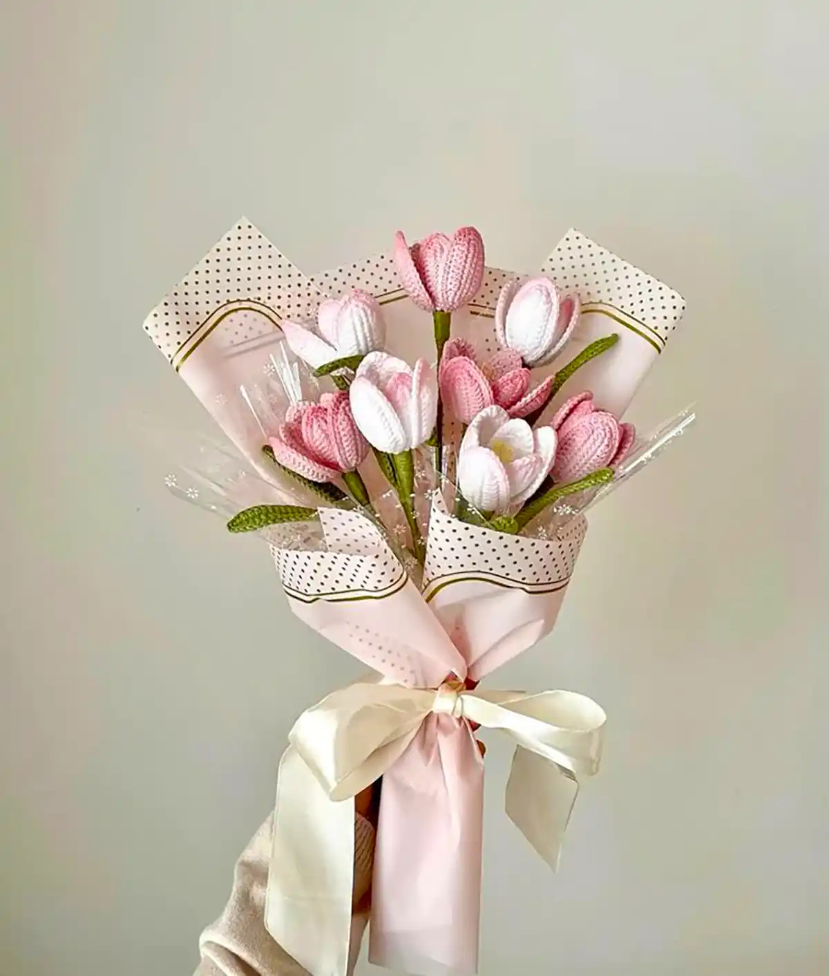 دسته گل بافتنی جذاب و زیبا
