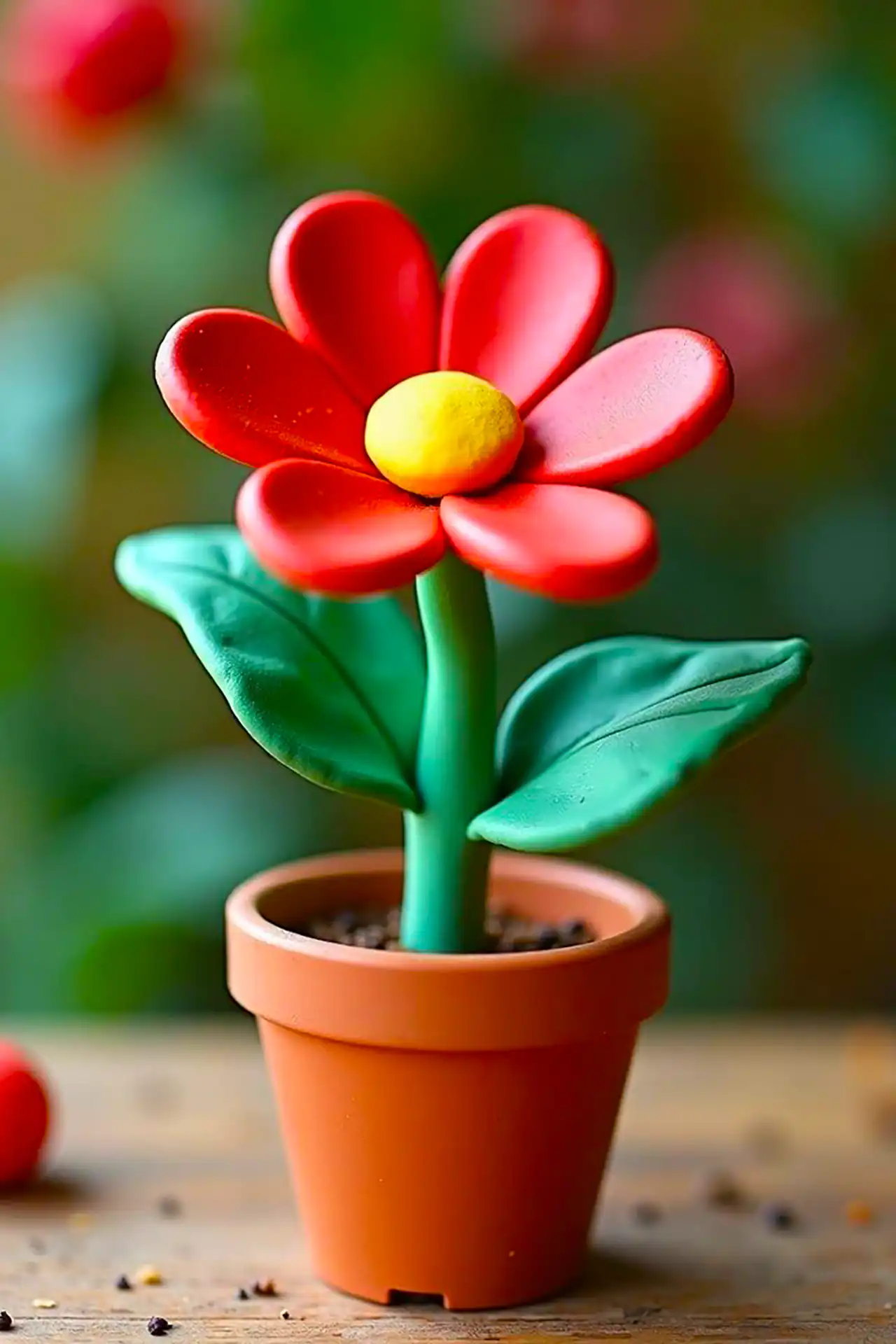 گلدان گل خمیری