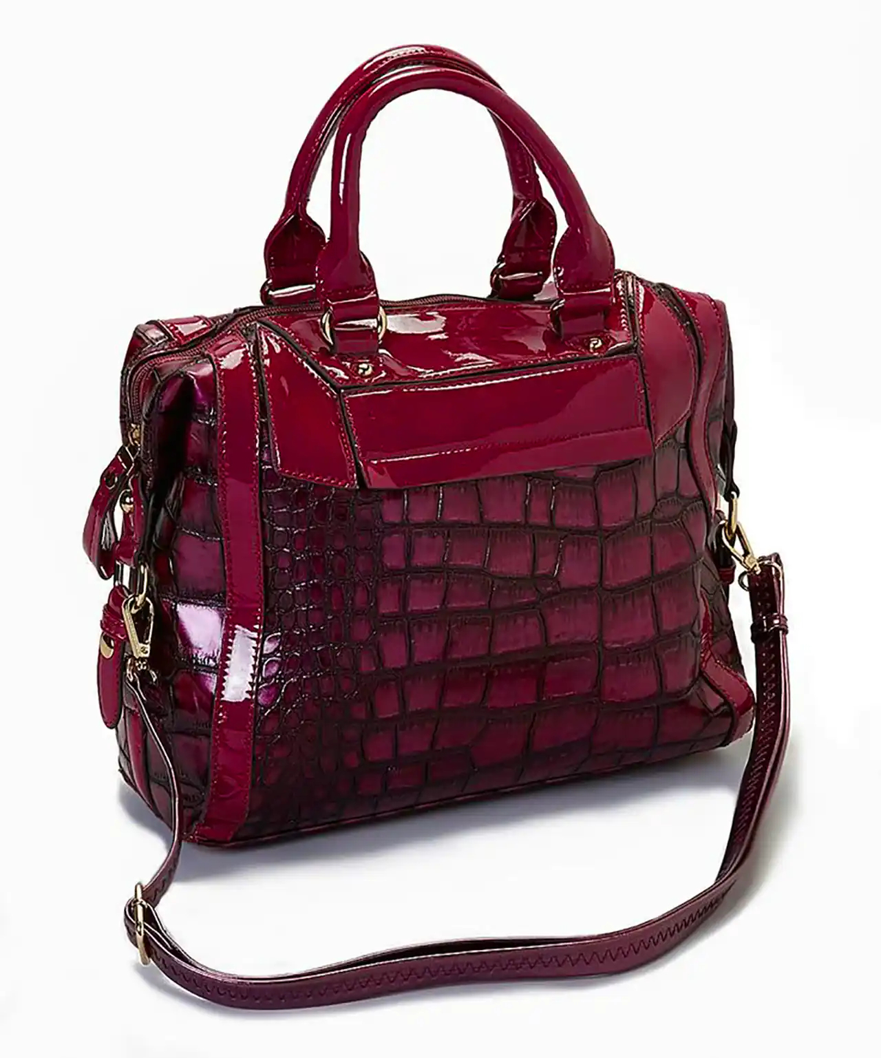 کیف چرمی زرشکی شیک 