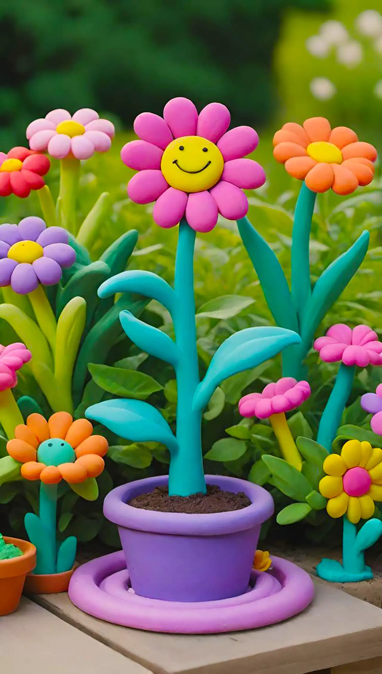 گلدان گل خمیری