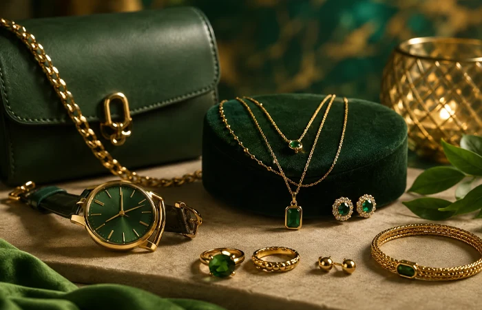 رنگ کیف و اکسسوری با لباس سبز