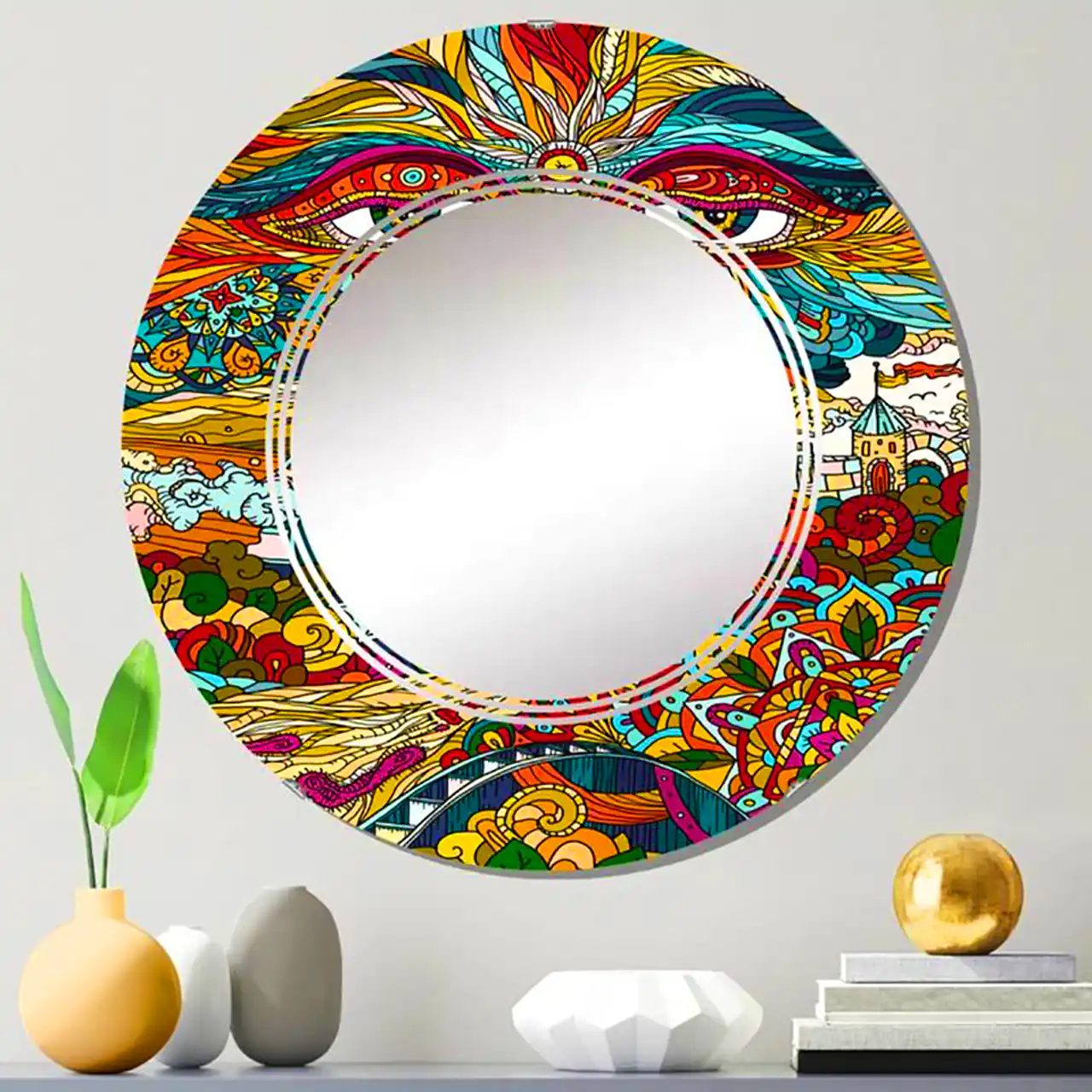 مدل آینه گرد دکوری