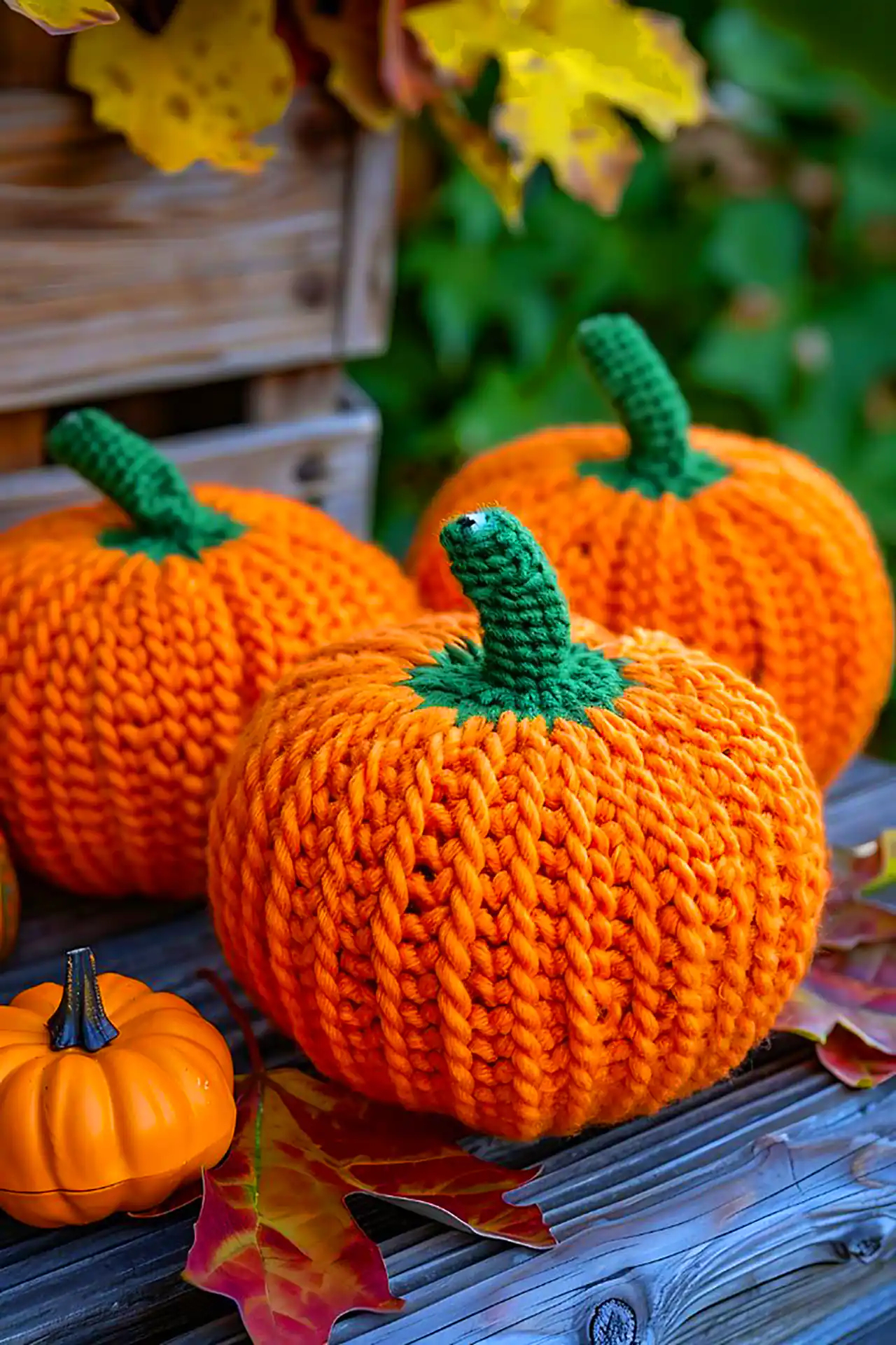 کوسن بافتنی طرح کدو تنبل