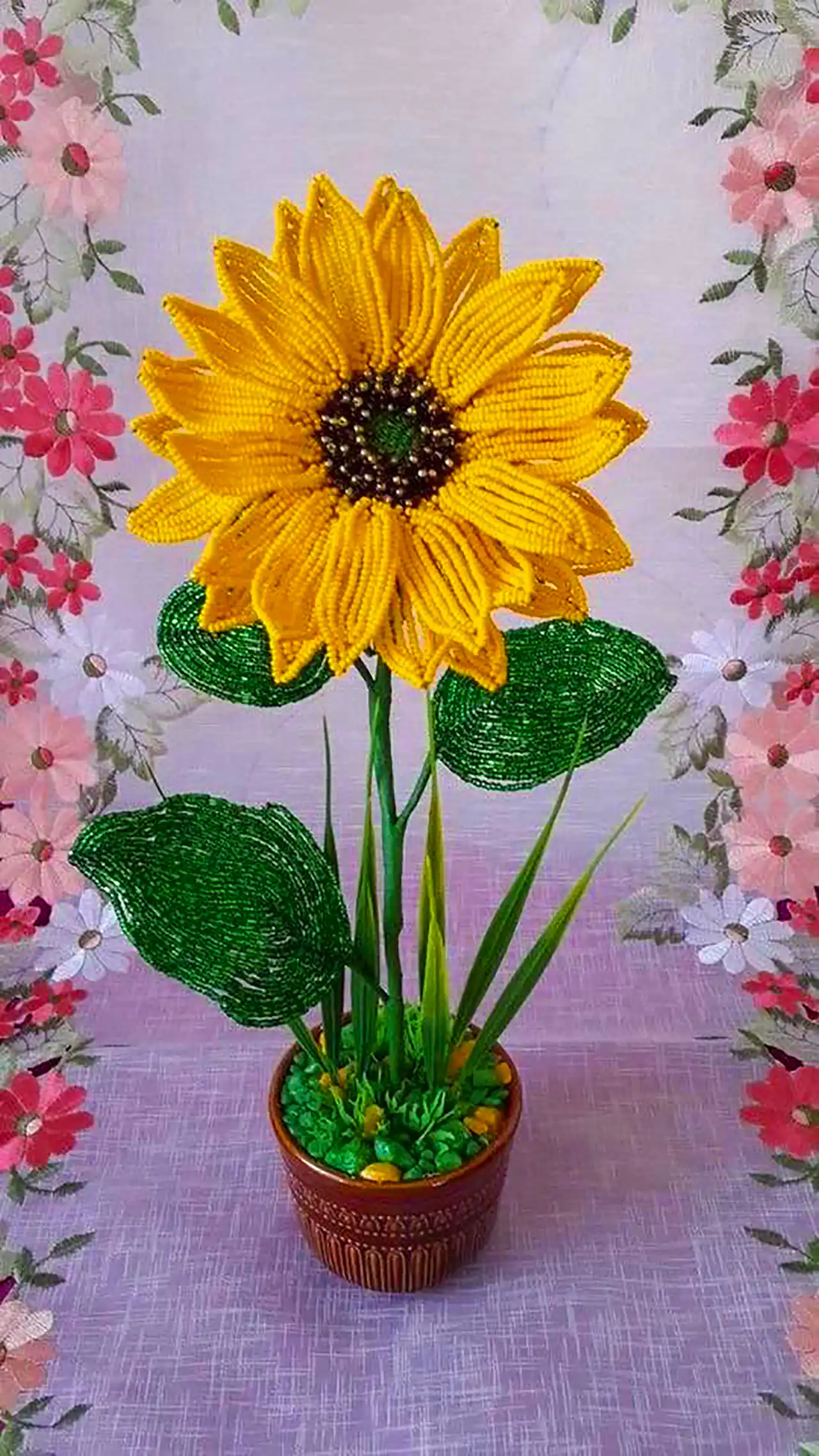 گل بافتنی دکوری رومیزی