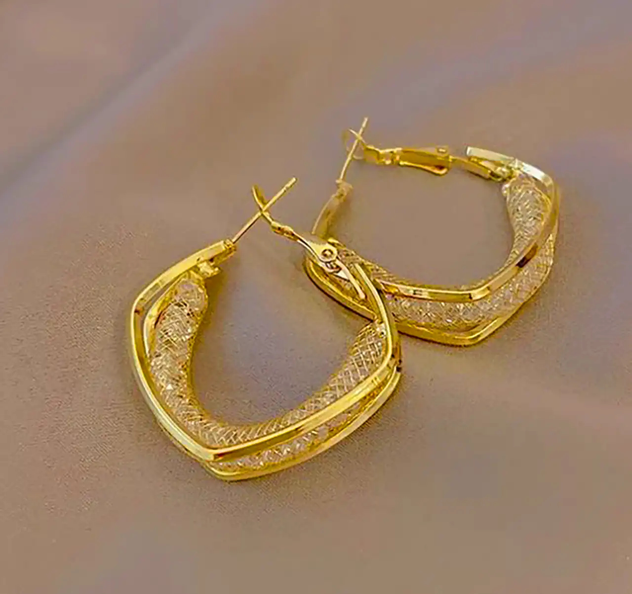 گوشواره حلقه ای کارشده طلا