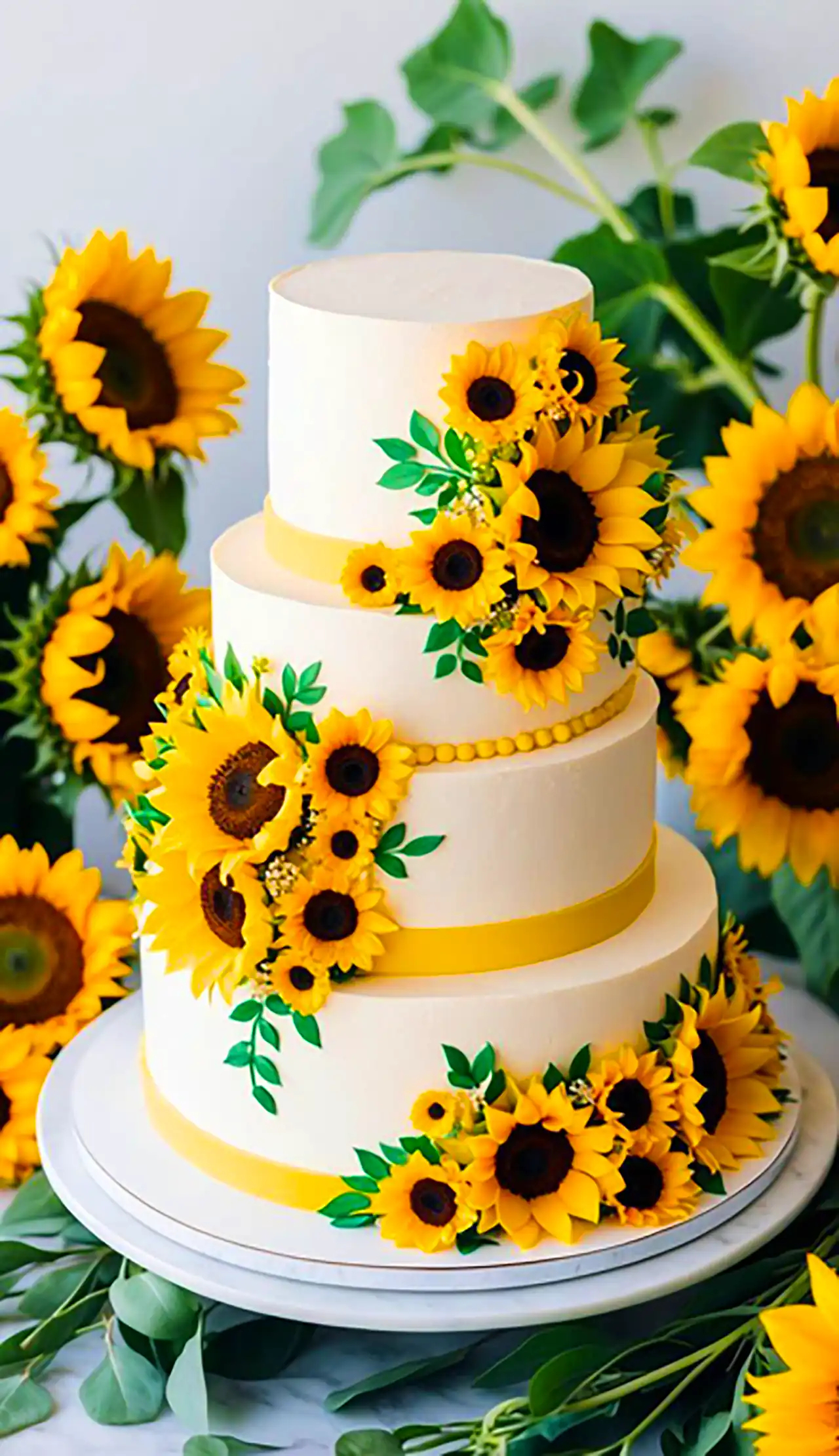 کیک فانتزی طرح گل آفتابگردون