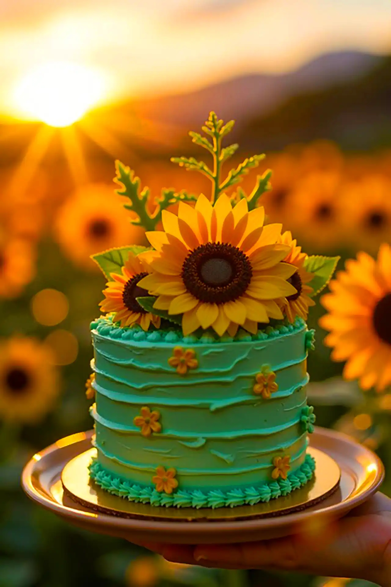 کیک فانتزی طرح گل آفتابگردون