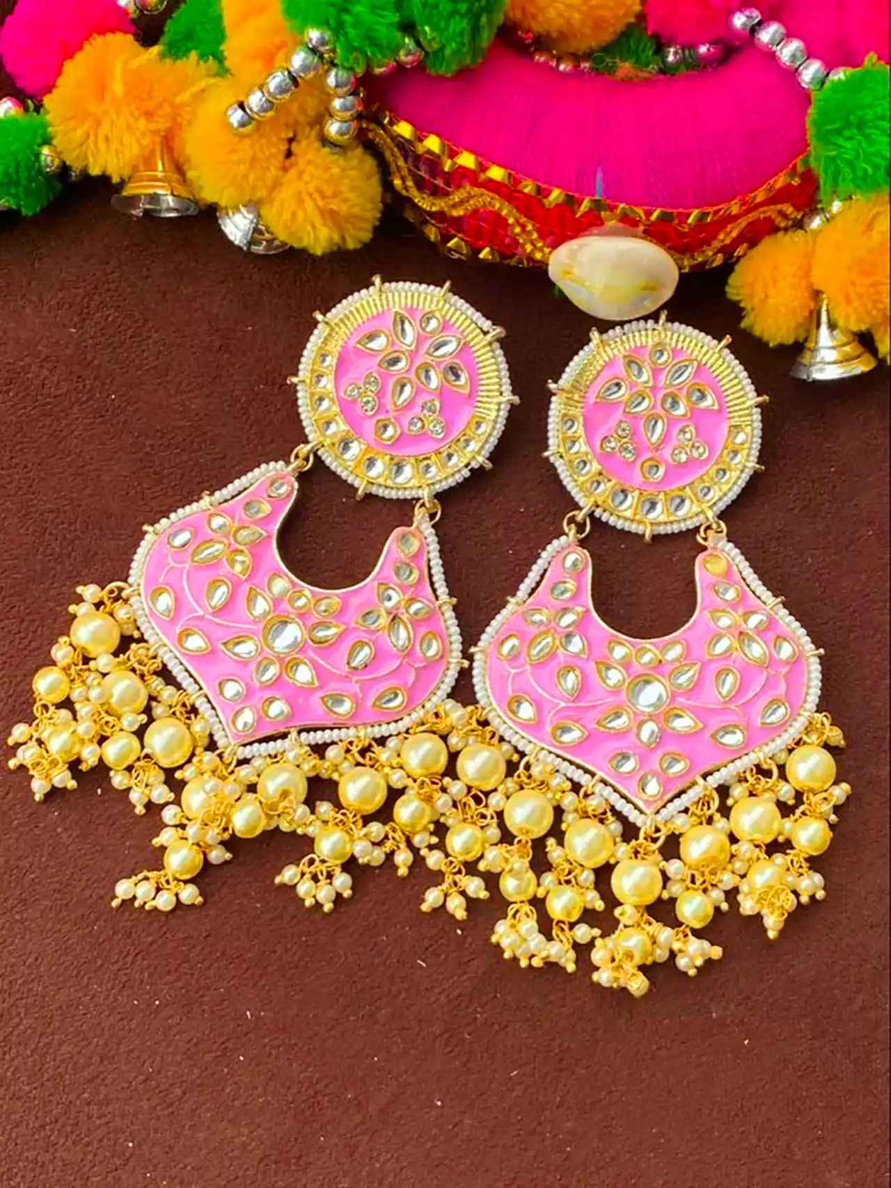 گوشواره هندی صورتی