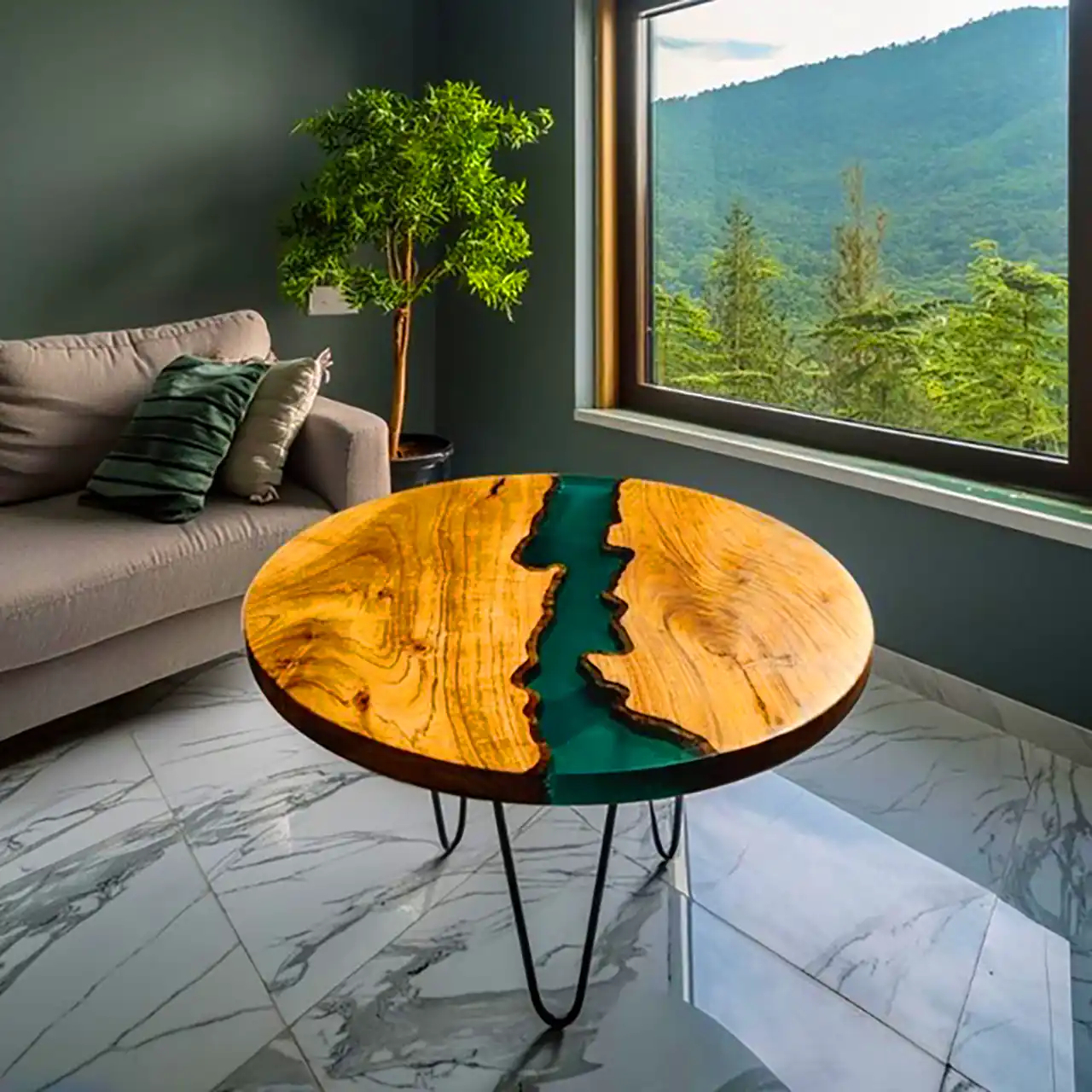 میز عسلی گرد رزینی