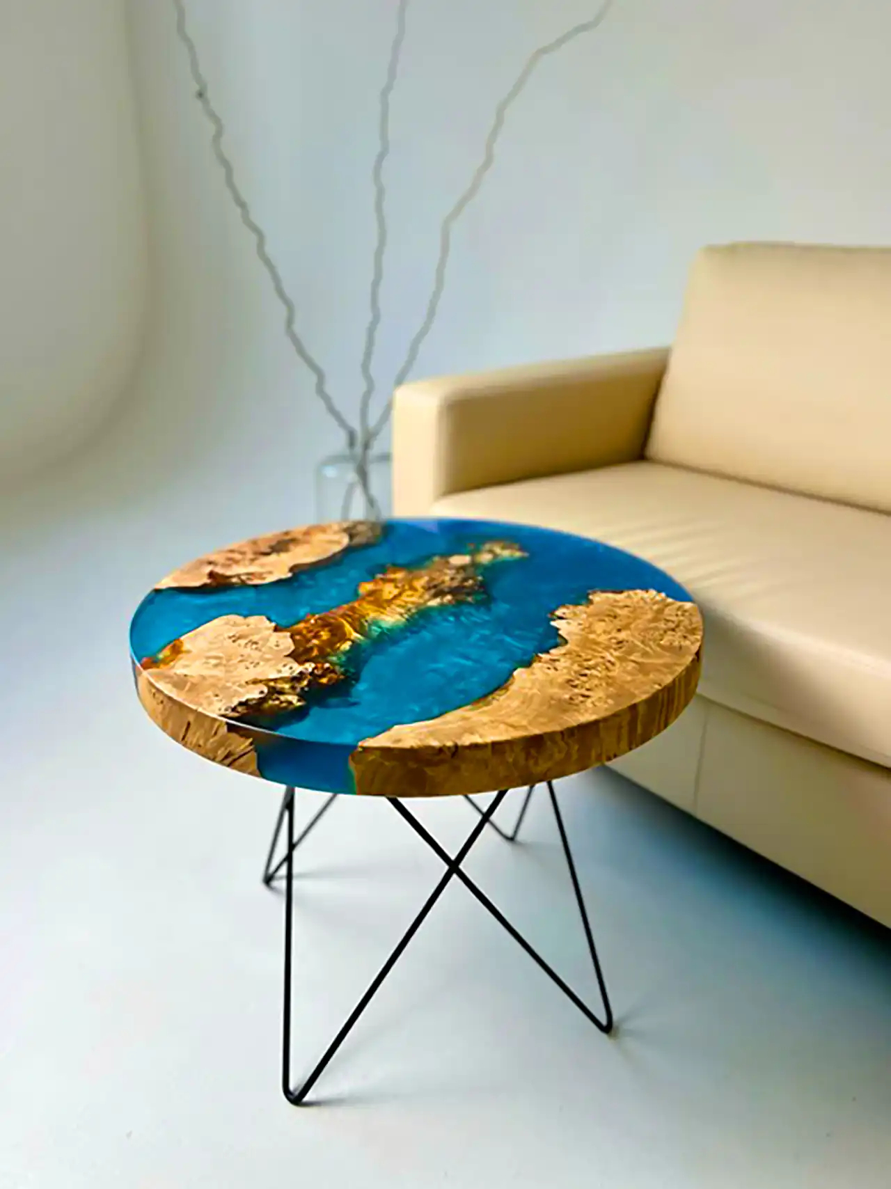 میز عسلی گرد رزینی