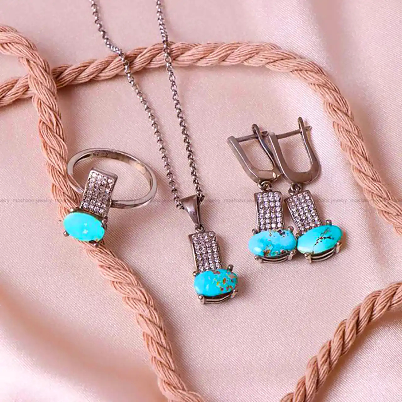 سرویس جواهرات فیروزه شیک 