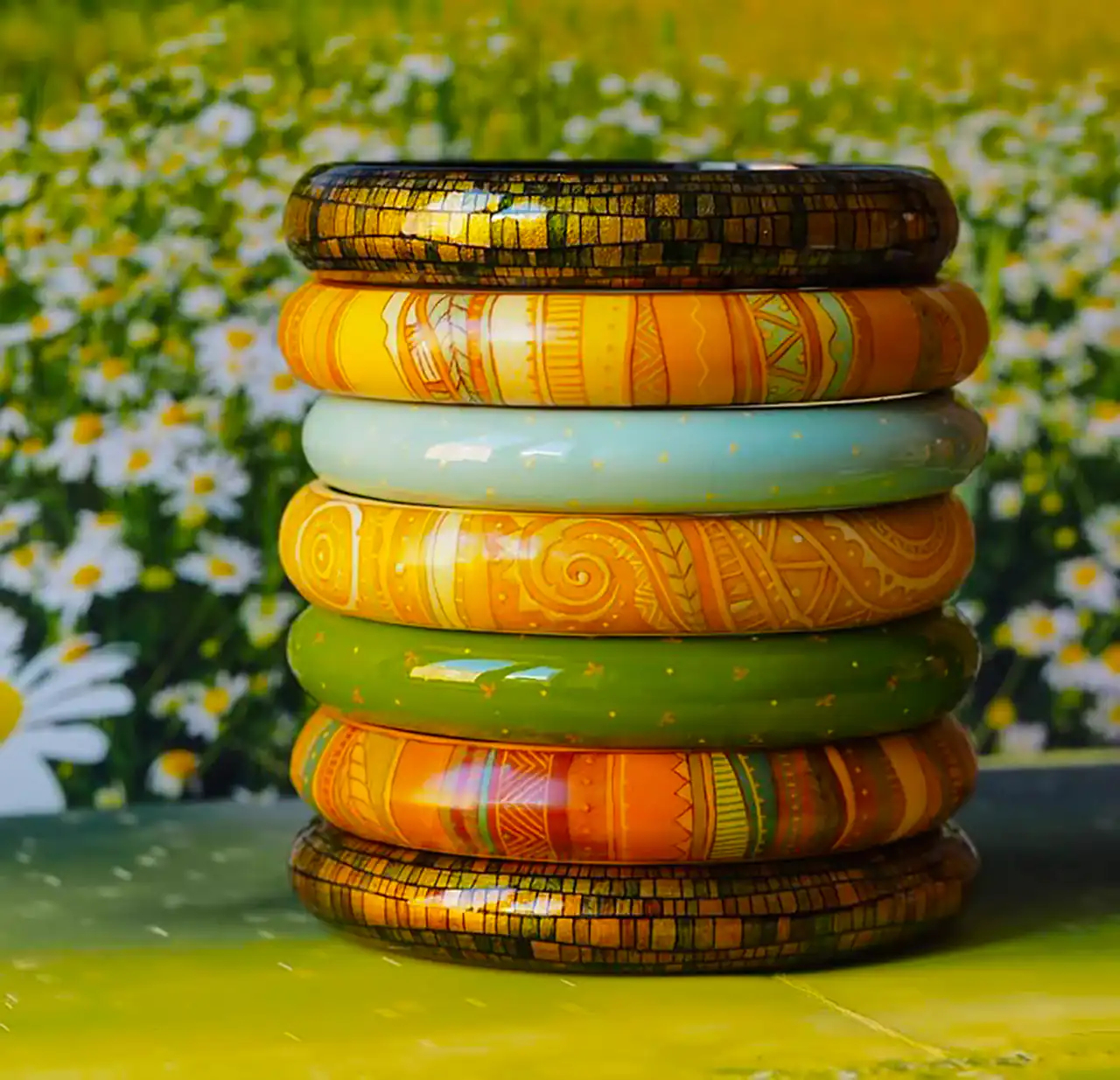 دستبند چوبی طرح سنتی