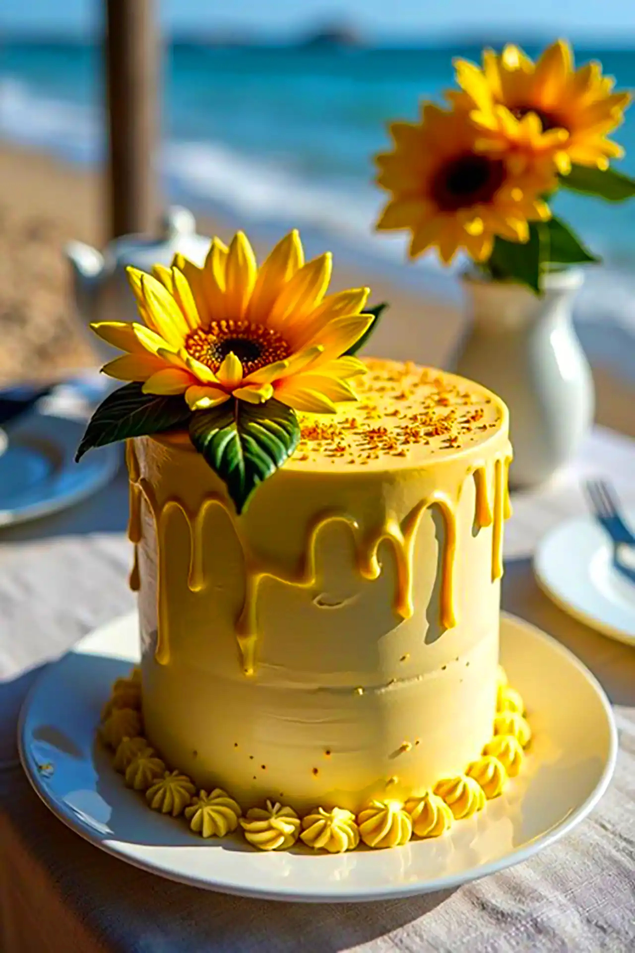 کیک فانتزی طرح گل آفتابگردون