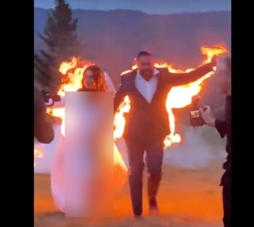آتش گرفتن عروس و داماد