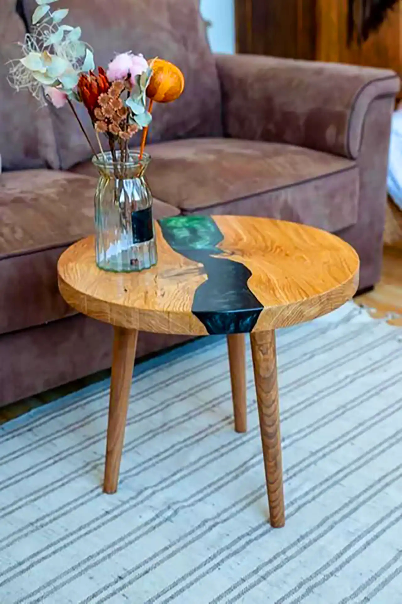 میز عسلی گرد رزینی