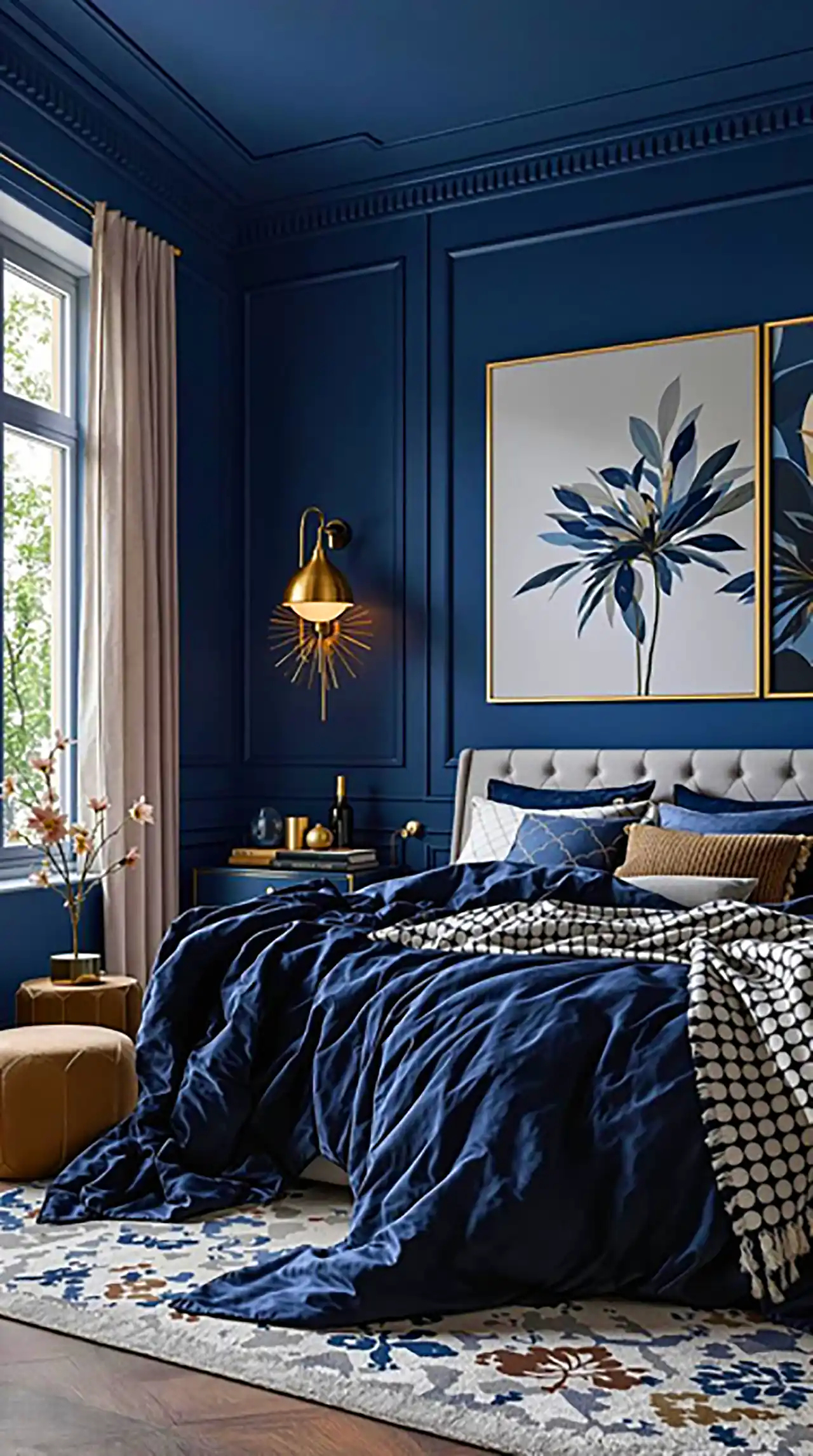 دکور اتاق با تم سرمه ای 