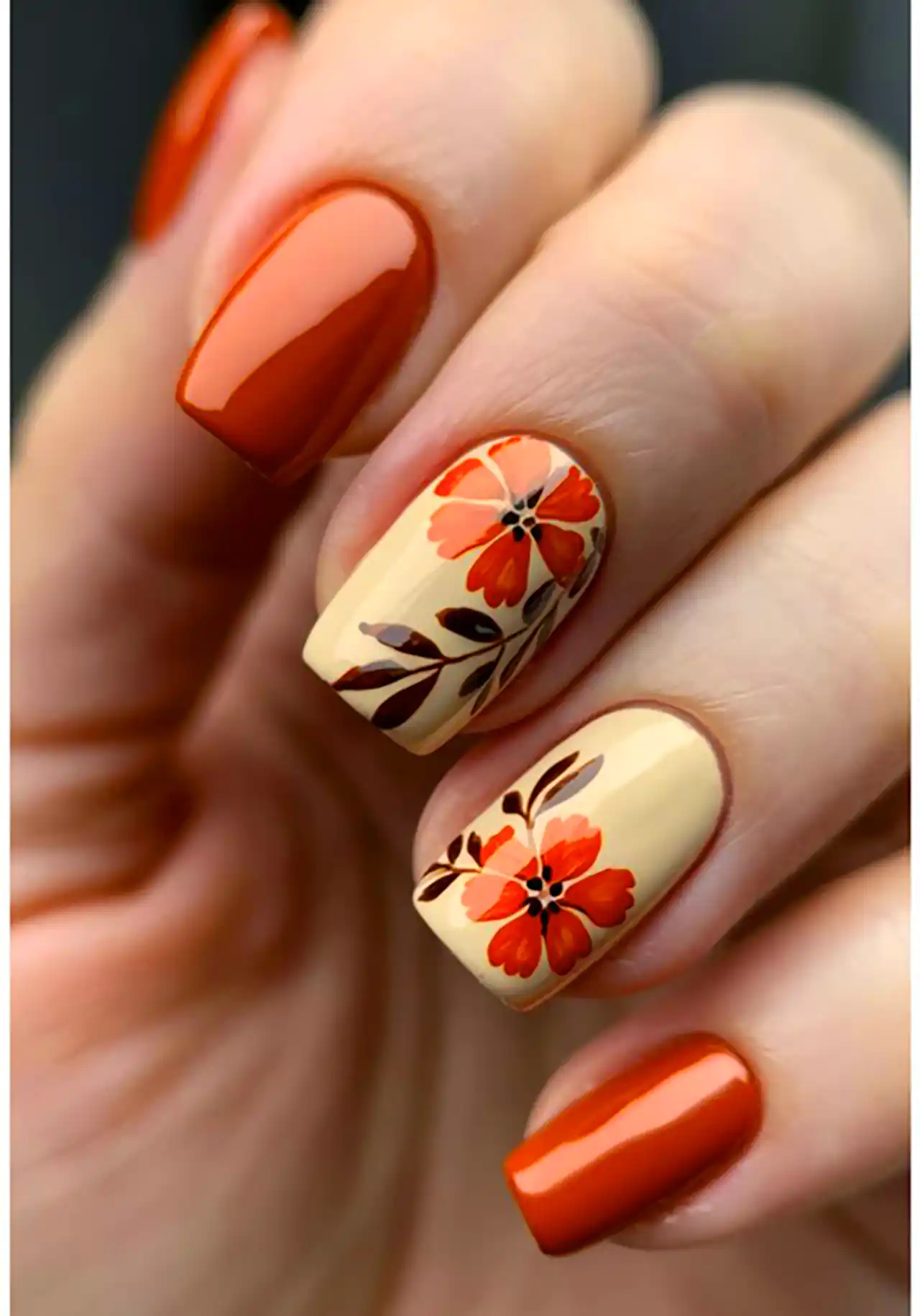 طرح ناخن مینیمال پاییزی