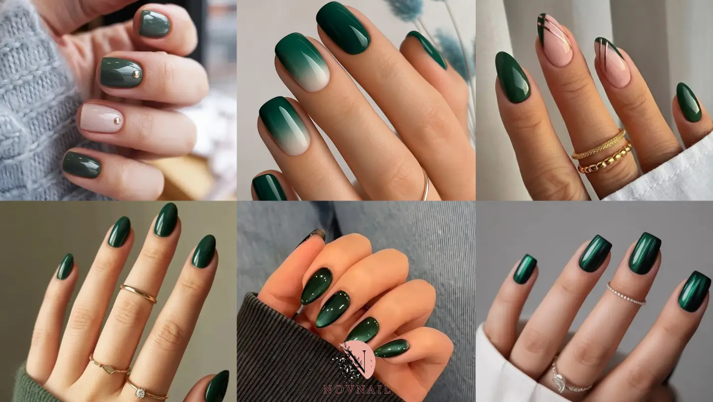 ناخن سبز زمردی لوکس