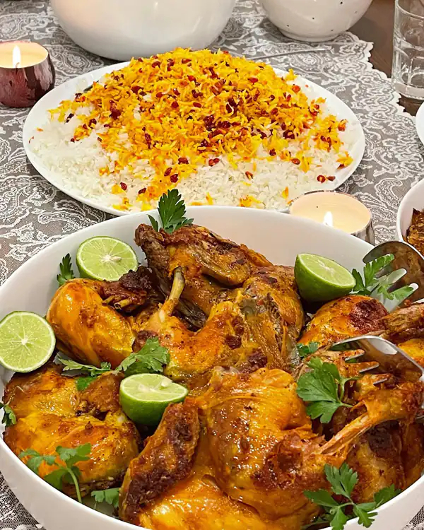 تزیین مرغ سرخ شده