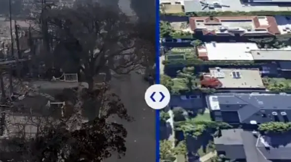 فیلم قبل و بعد آتش سوزی بزرگ در لس آنجلس + وحشت در شهر ویران شده