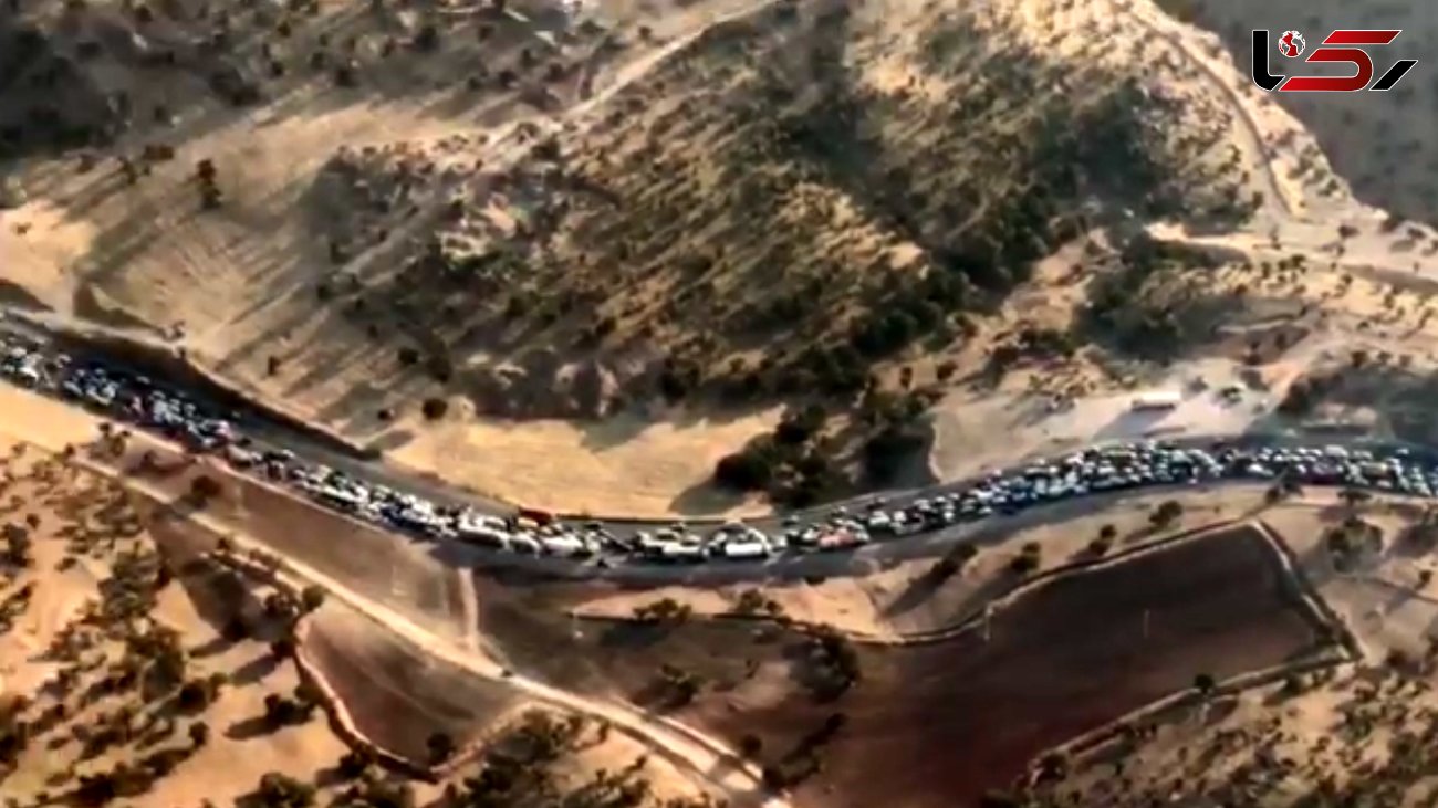 فیلم هوایی از ترافیک شدید در جاده کرمانشاه به سرپل_ذهاب + عکس