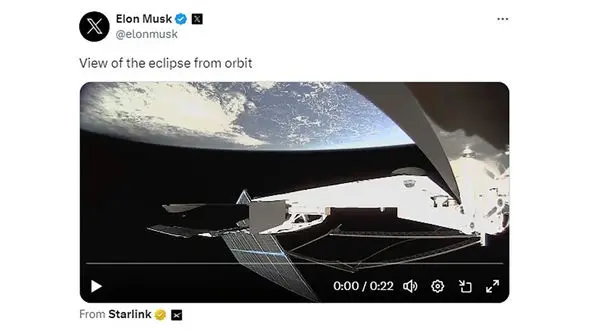 خورشید گرفتگی در آمریکا از نگاه ایلان ماسک + فیلم