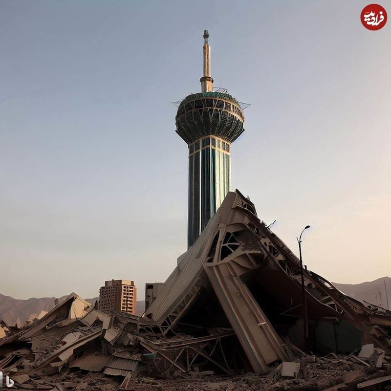 پیش‌بینی هوش مصنوعی از وضعیت برج میلاد بعد از زلزله ۷،۹ ریشتری تهران