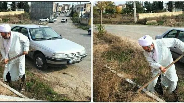 امام جمعه اردبیل خودش دست به بیل شد + عکس ها