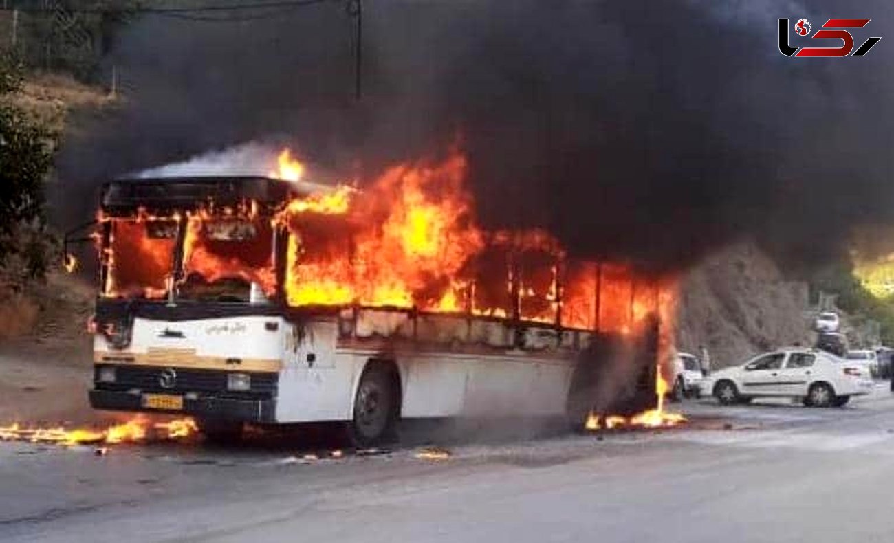 آتش به جان اتوبوس مسافربری+عکس