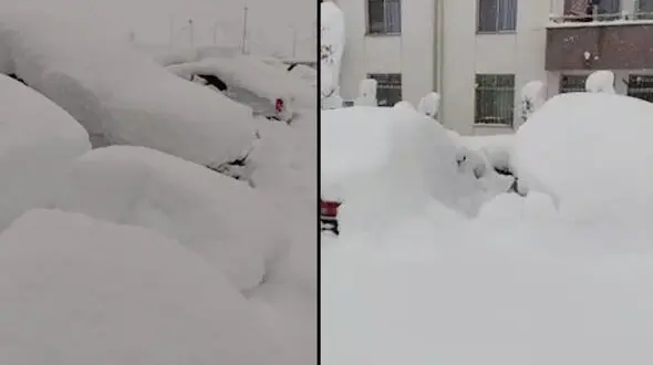 ببینید / مدفون شدن خودروها در حومه شهر رشت + فیلم 