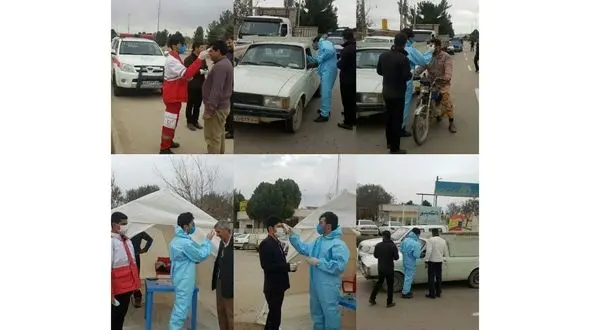 تب سنجی مسافران در ورودی شهر اسفراین برای مقابله با کرونا + عکس