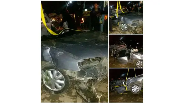 تصادف مرگبار زانتیا با تیر برق +تصاویر ماشین له شده
