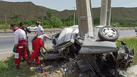 عکس هولناک از تصادف پژو پارس با تیر برق 