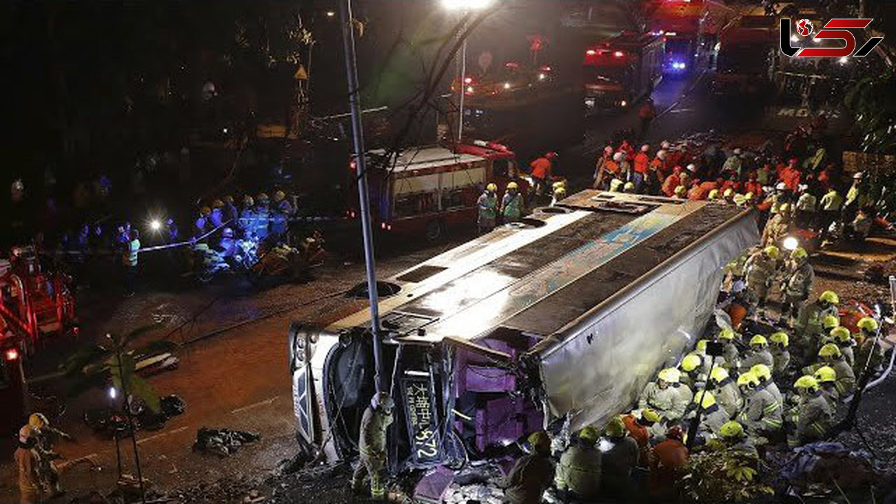 واژگونی مرگبار اتوبوس در هنگ‌کنگ