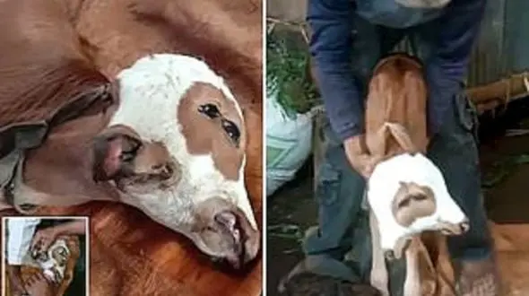 تولد گوساله عجیب الخلقه در یک روستا + فیلم و عکس