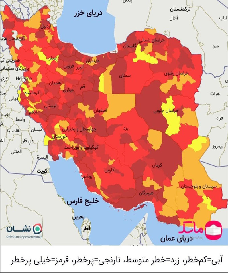 جدیدترین نقشه کرونا