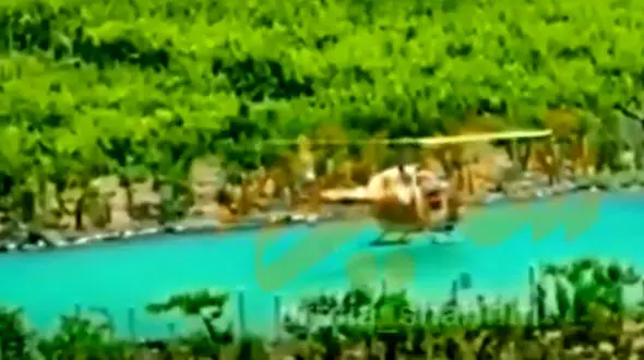 فرود عجیب هلیکوپتر بر روی استخر کشاورزی / ماجرا از چه قرار است؟