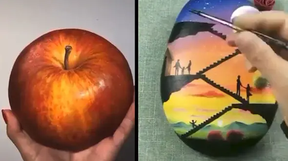 نقاشی های سه بعدی و بی نظیر روی سنگ | فیلم