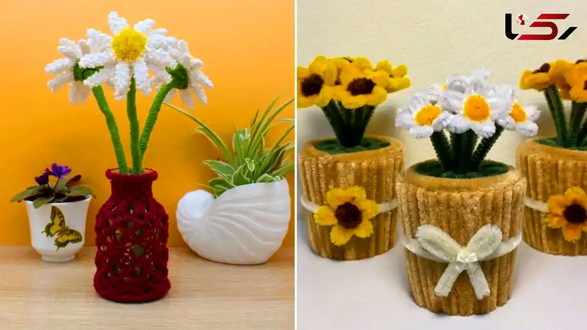 15 مدل گل های بافتنی دکوری؛ زیباترین انتخاب برای میز خانه