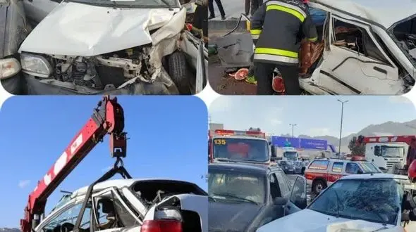 یک فوتی و دو نفر مصدوم بر اثر تصادف چند دستگاه خودرو در اتوبان خلیج فارس.
