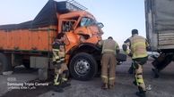 3 عکس از تصادف هولناک تریلی و کامیون در آزاد راه زنجان تهران