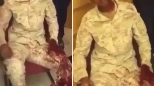 صحنه سازی دروغین سعودی ها از زخمی شدن یک سرباز وظیفه در یمن + فیلم