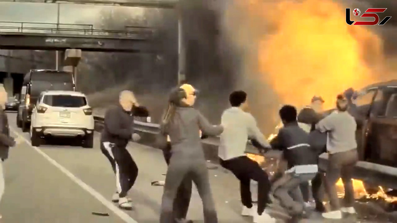 فیلم نجات دقیقه نودی مرد گرفتار در خودروی آتشین + جزییات