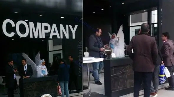 باز هم استفاده از یک زن در تبلیغات / اینبار در نمایشگاه بین المللی تهران+عکس
