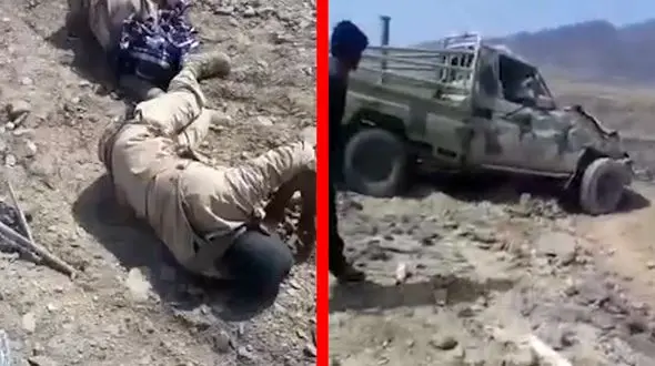 فیلم تلخ واژگونی خودروی پلیس در سراوان /یک مامور در دم جان باخت