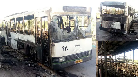 باک اتوبوس شهری در یزد منفجر شد +عکس