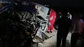تصادف مرگبار ۲ پژو در ریگان؛ ۴ نفر جان باختند + عکس دو ماشین که در هم پیچیدند